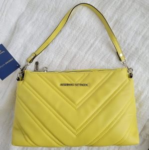 Adrienne Vittadini Quilted Yellow Crossbody Bag + detachable & adjustable strap